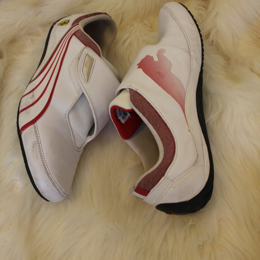 Puma Drift Cat 3 Ferrari Driving Shoes White red ,Velcro closure  Size 12